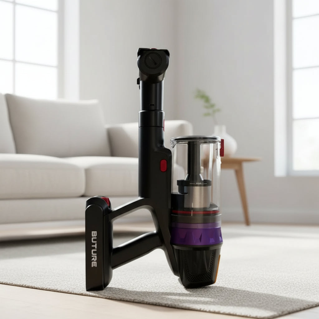 Aspirateur cyclonique sans fil BUTURE 600W avec réservoir transparent et filtration cyclonique
